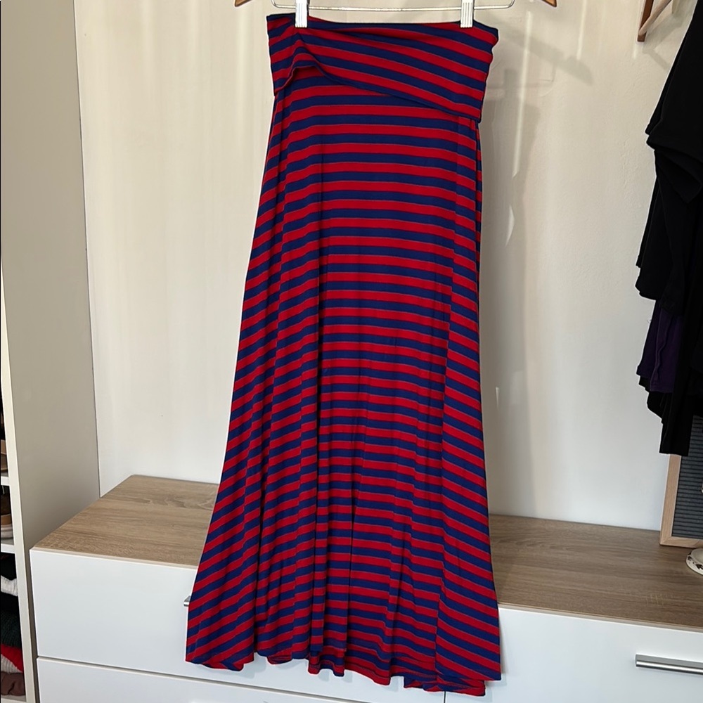 LuLaRoe Red and Blue Maxi A-Line Skirt